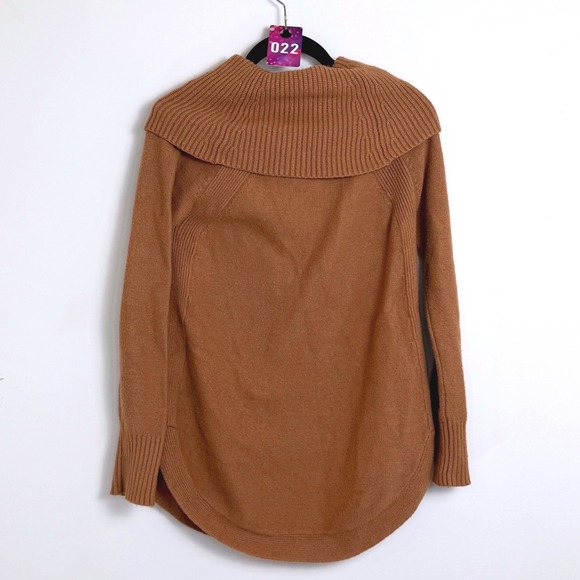 Anthropologie Moth Cozy Knit Cowl Neck Tunic Sweater Camel XS‎ Oversized Camel - Picture 3 of 6